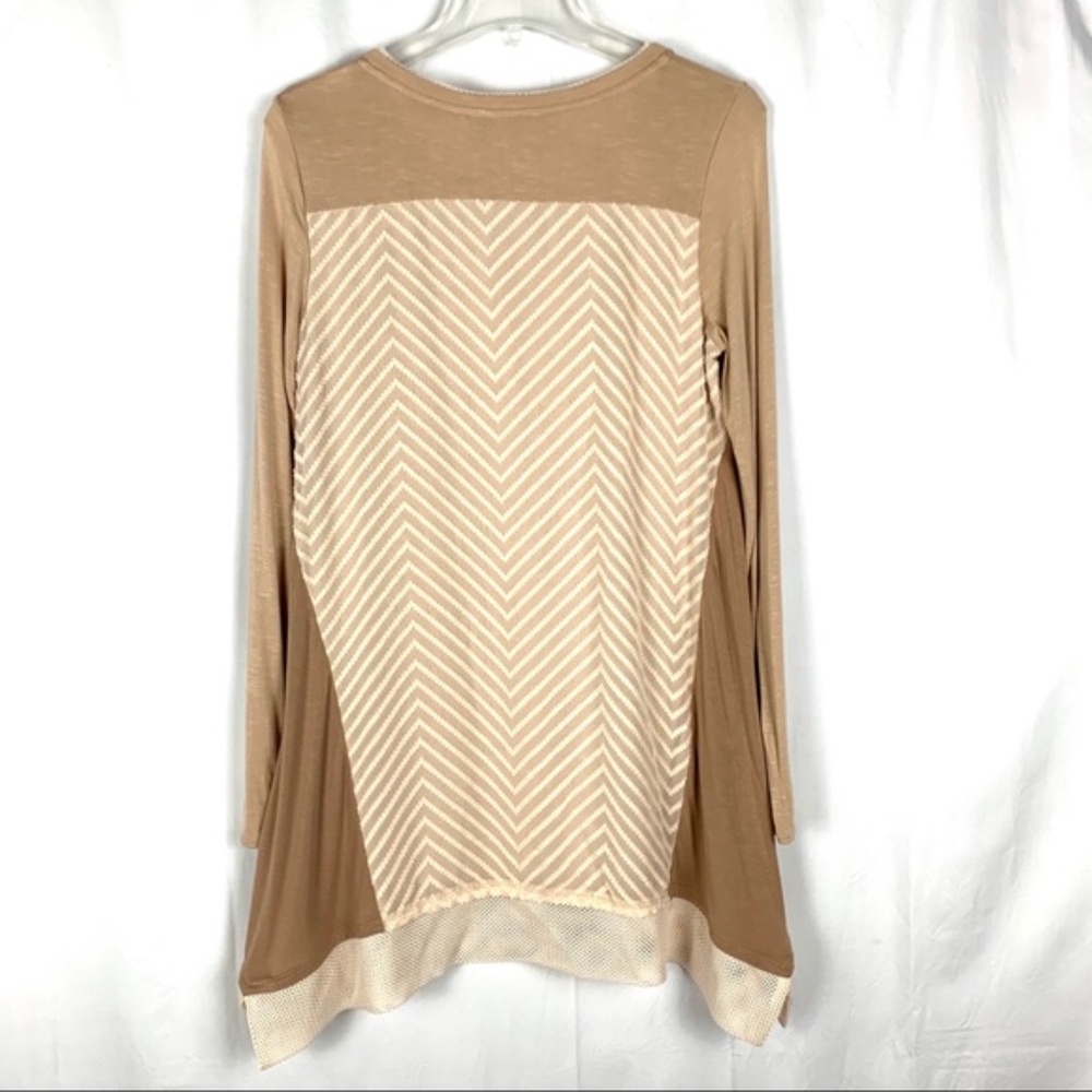Logo Lori Goldstein tan/brown/cream long sleeve XS - Picture 2 of 7